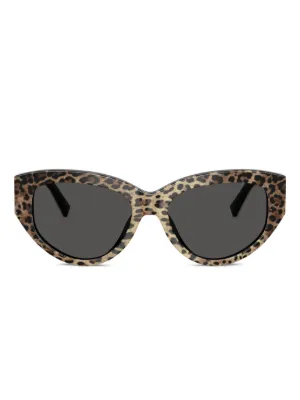 Dolce & Gabbana ヒョウ柄ラウンドサングラス Dolce & Gabbana Eyewear レオパード ラウンドサングラス | ブラウン