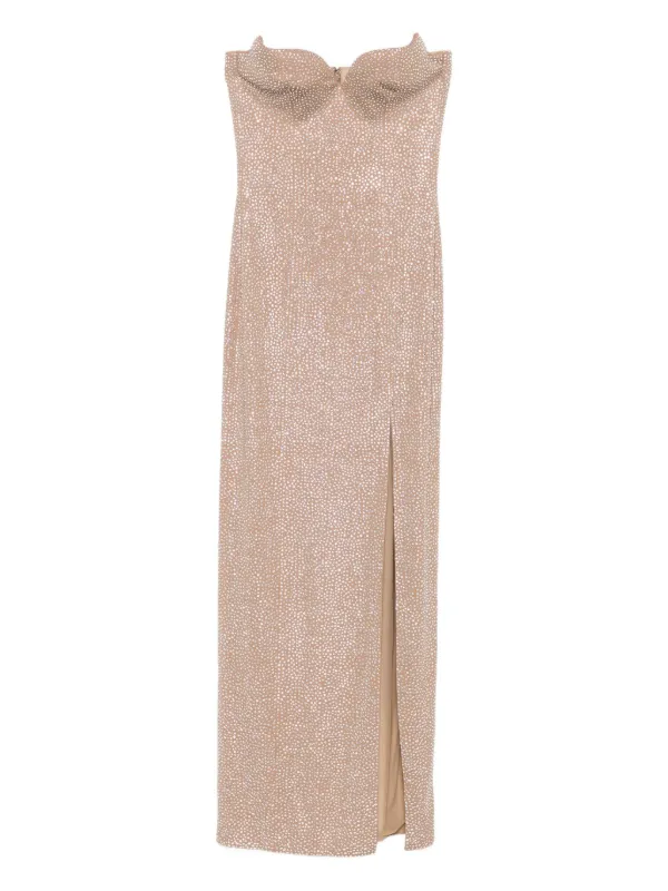 Giuseppe Di Morabito crystal-embellished side-split Maxi Dress | Neutrals |  FARFETCH