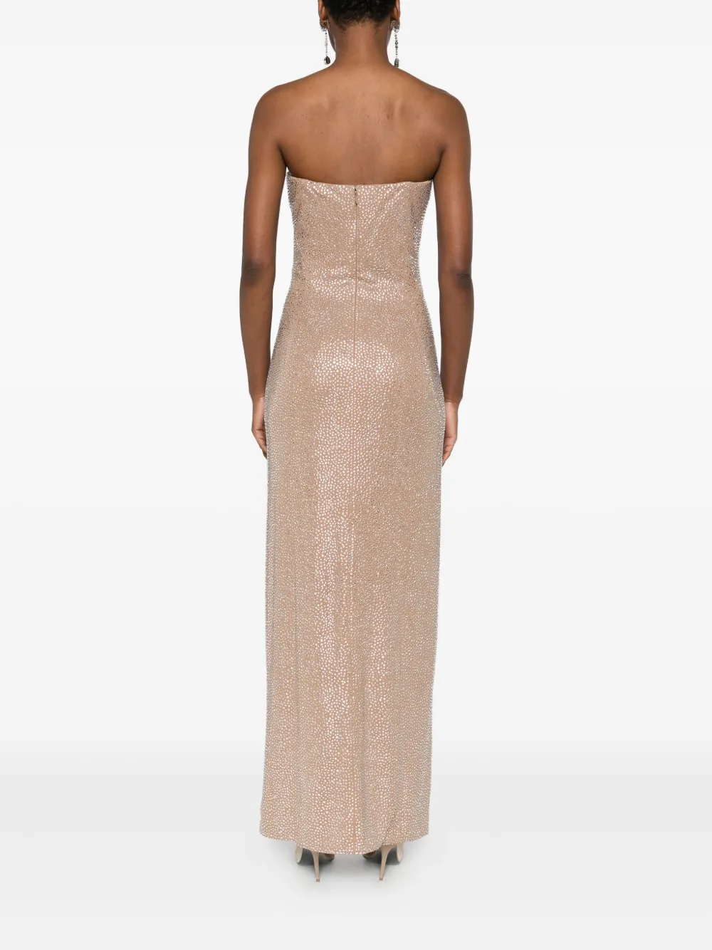 Giuseppe Di Morabito Crystal-embellished Side-split Maxi Dress In Neutral