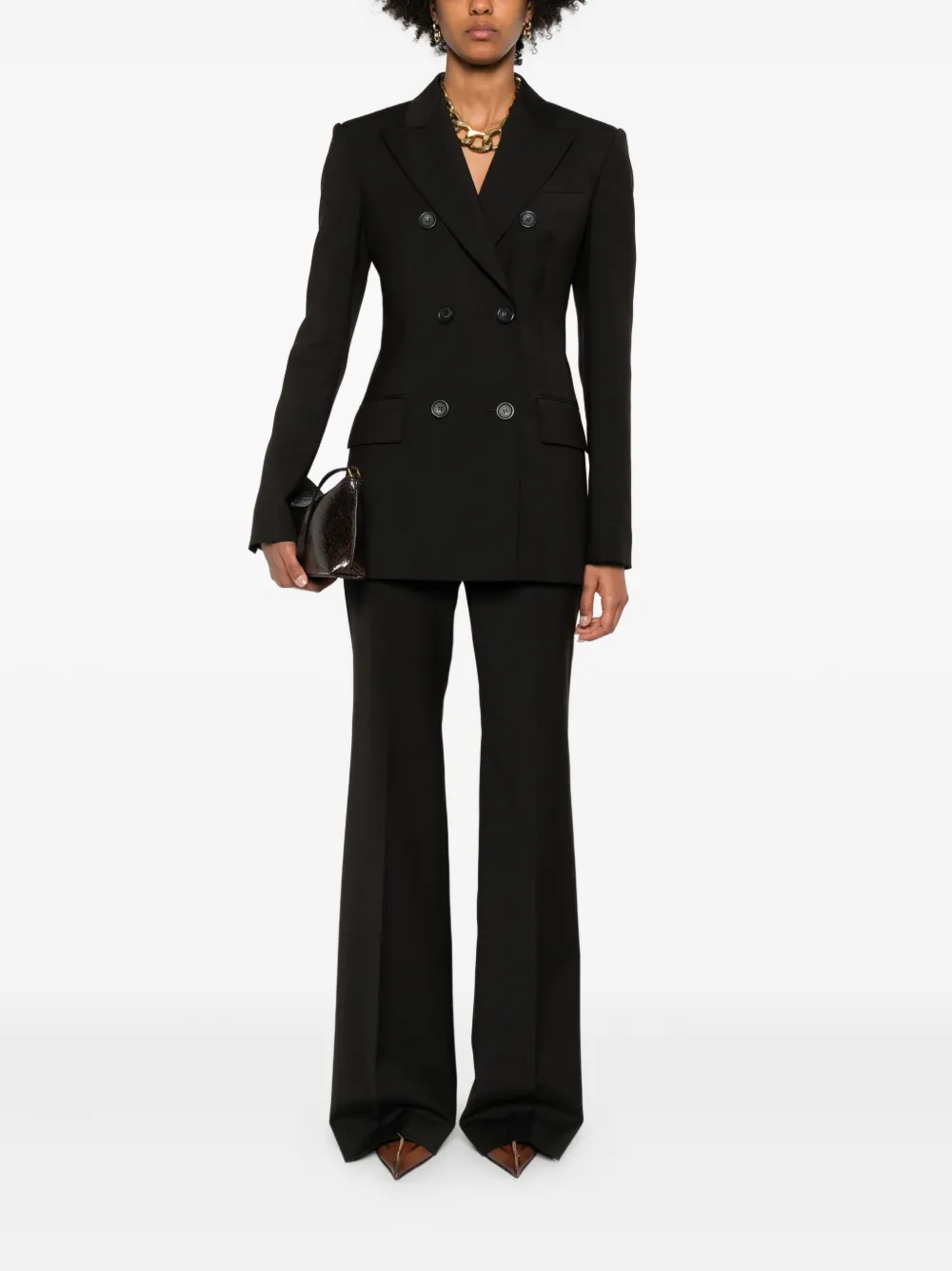 Sportmax double-breasted wool blazer - Bruin