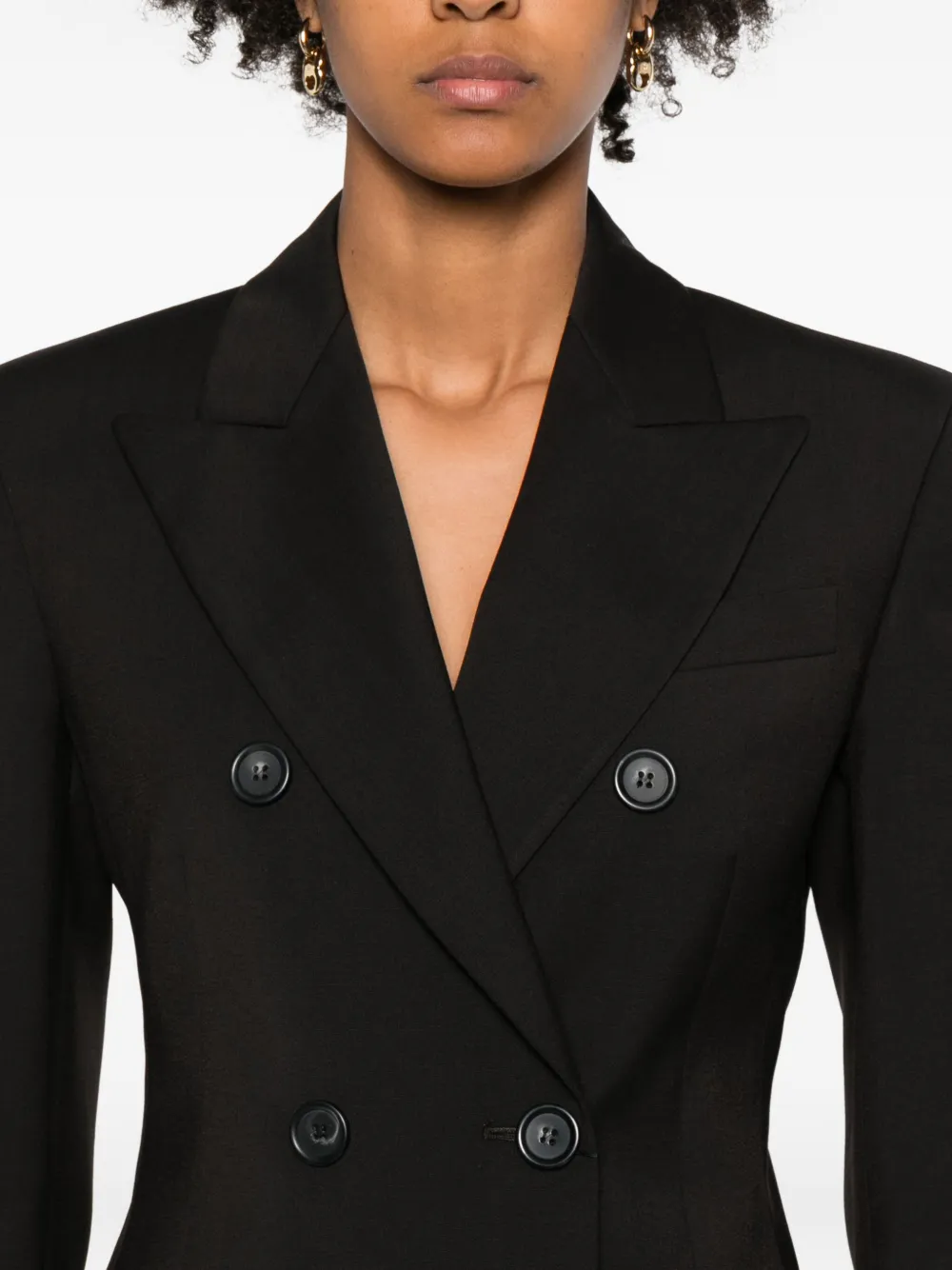 Sportmax Double-breasted Wool Blazer In Brown