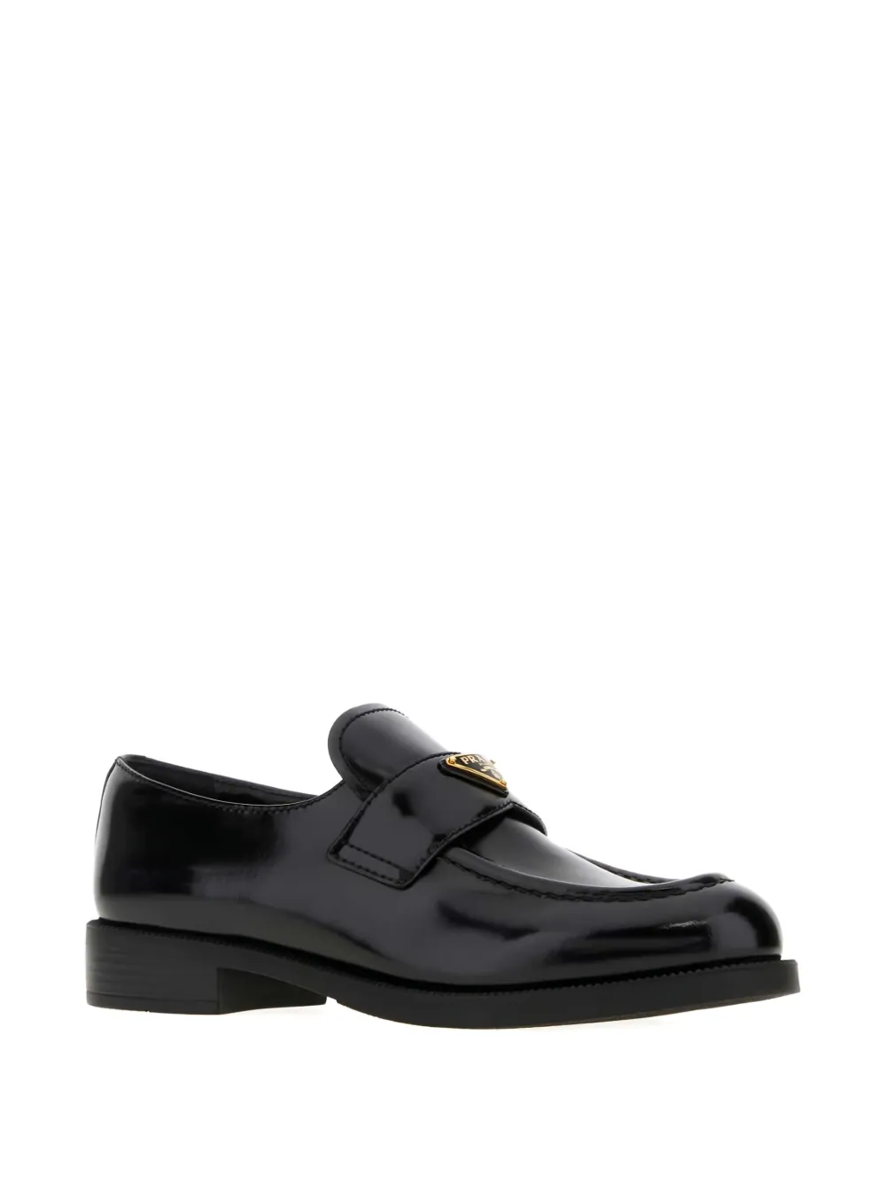 Prada triangle-logo leather loafers - Zwart