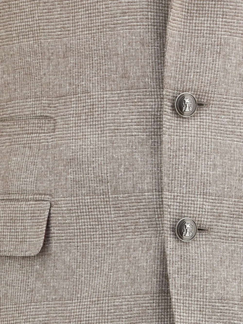 Brunello Cucinelli peaked-lapel check suit Beige
