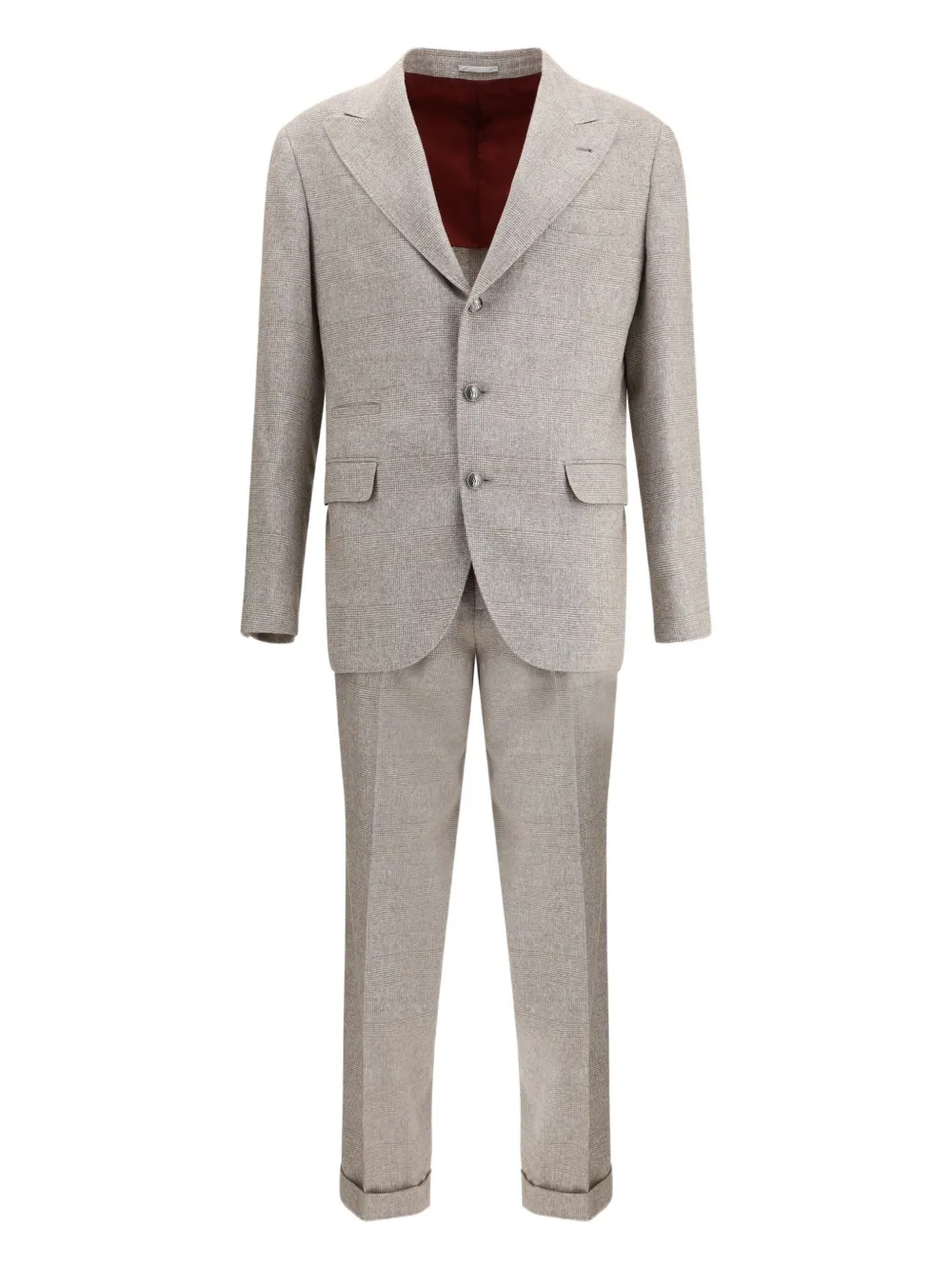 Brunello Cucinelli peaked-lapel check suit | Neutrals | Image 1