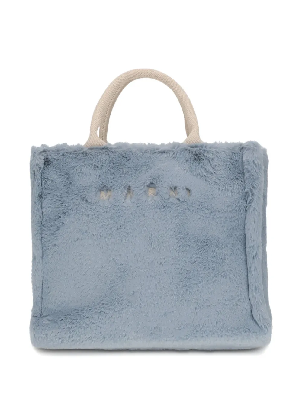 Marni fur-trimmed tote bag - Blauw