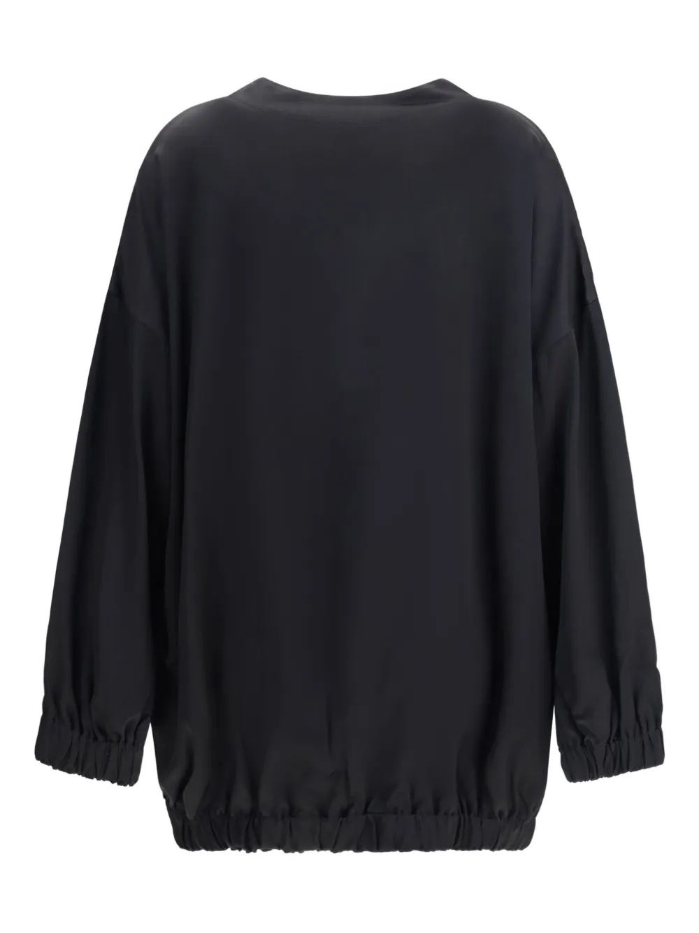 Sa Su Phi V-neck Balloon-sleeve Bomber Jacket In Black