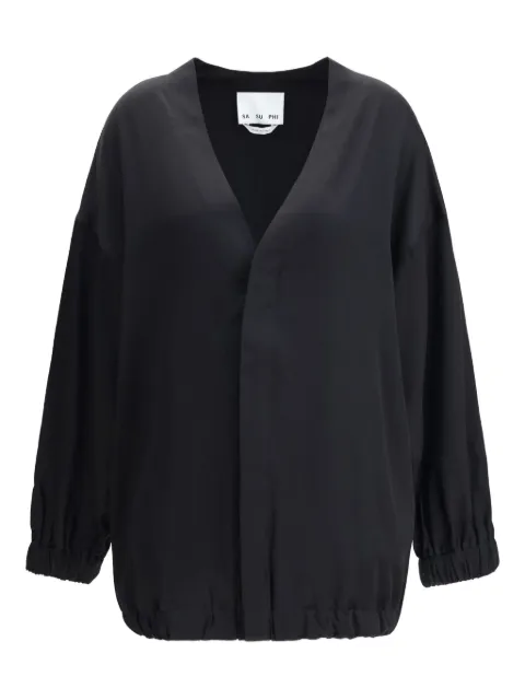 SA SU PHI v-neck balloon-sleeve bomber jacket