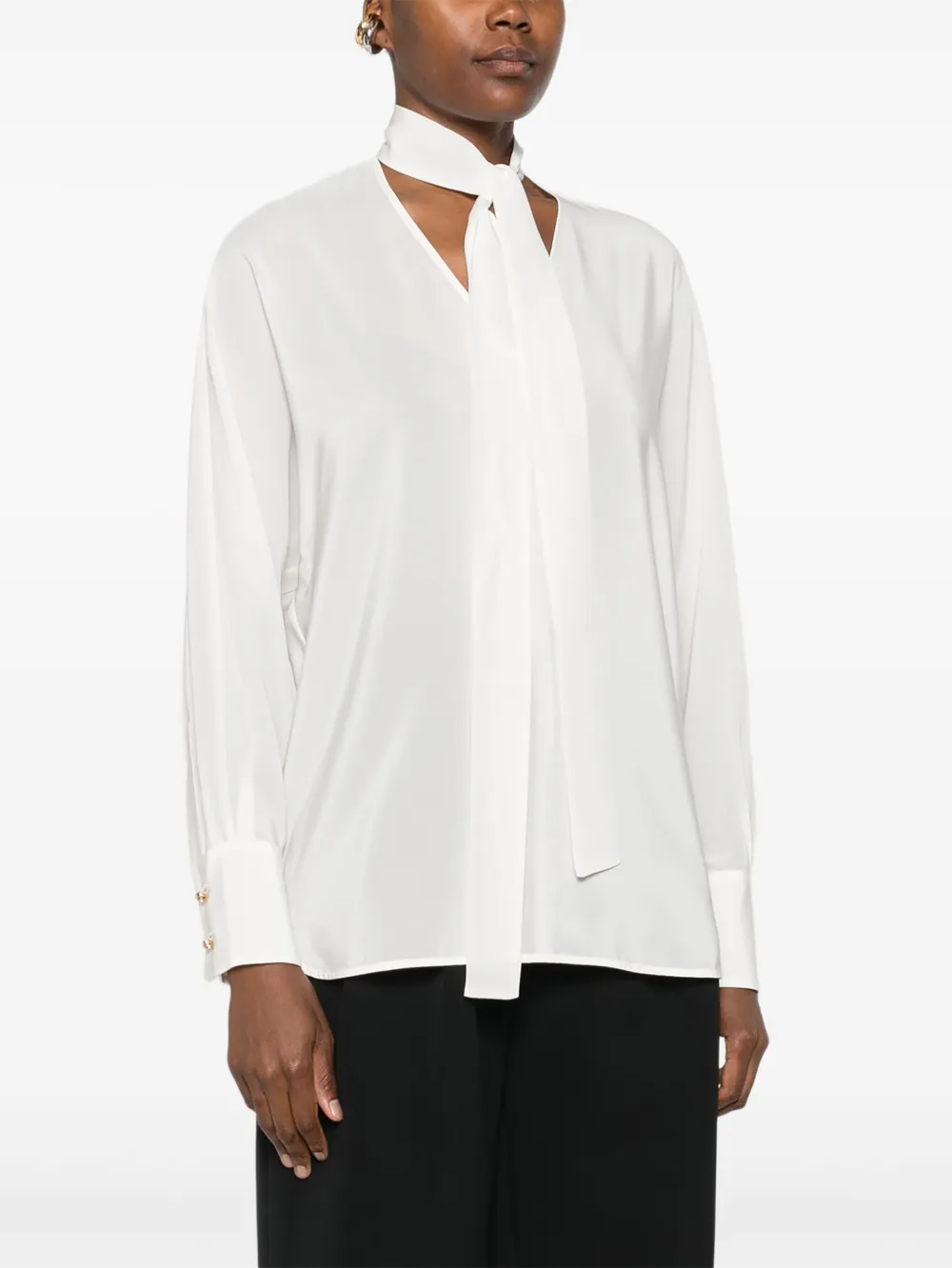 Max Mara Blouse met gestrikte hals Wit