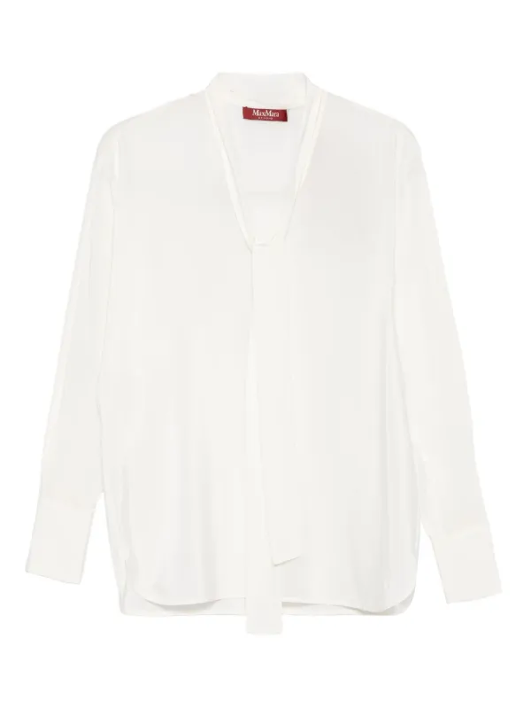 Max Mara Tie-neck Silk Blouse in White