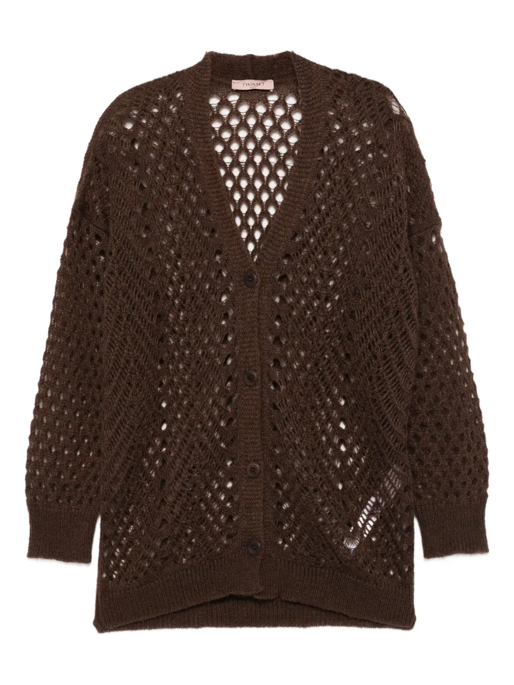 TWINSET button-front open-knit cardigan | Brown | Image 1