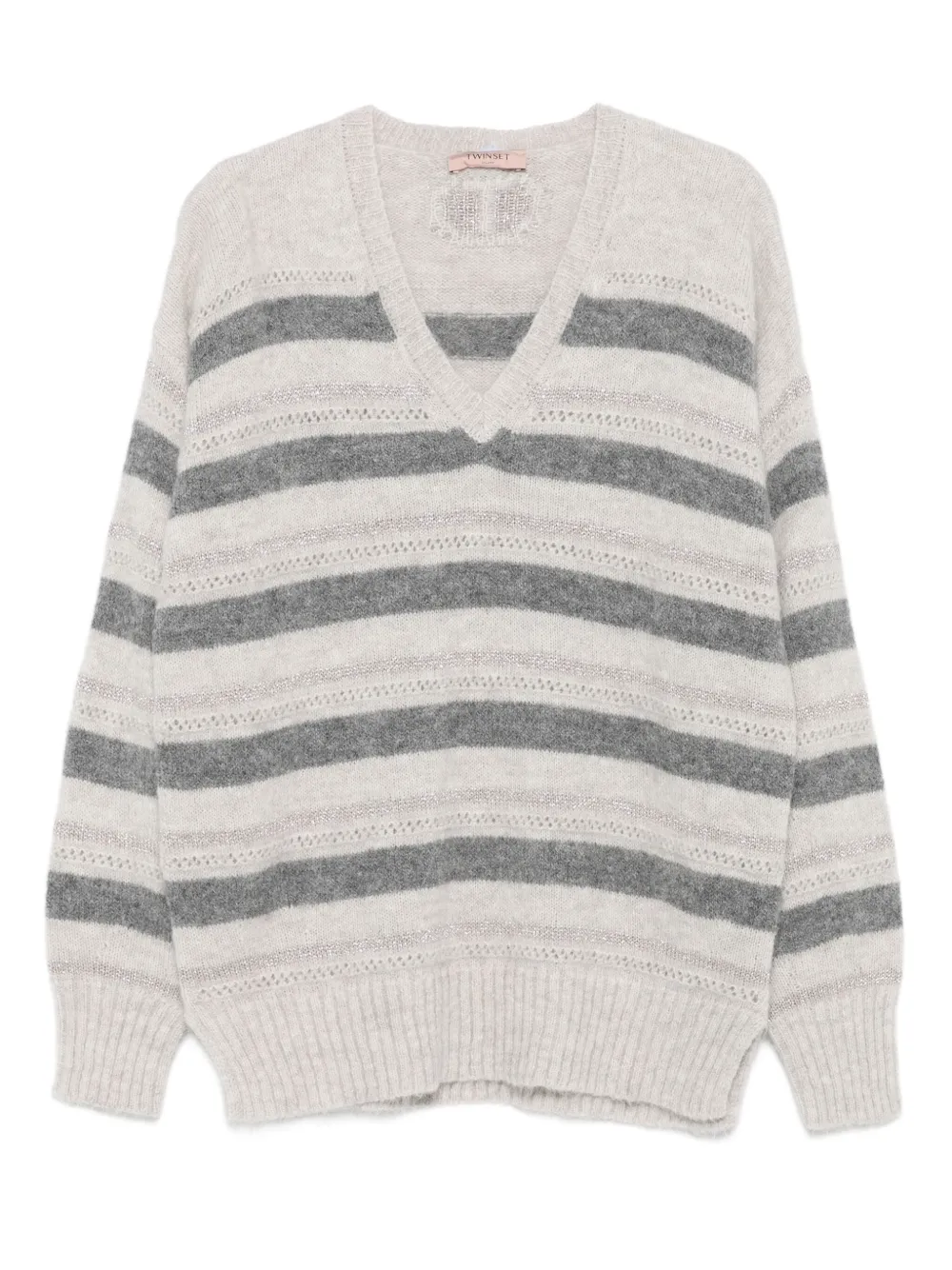 TWINSET striped V-neck sweater | Grey | Image 1