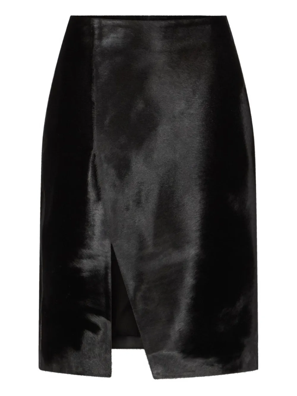 LouLou de Saison MYRA asymmetrical pony-effect leather midi skirt | Black | Image 1