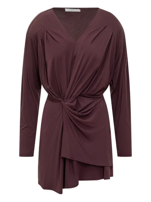 iro purple dress Iro Paris Draped Knotted Dress