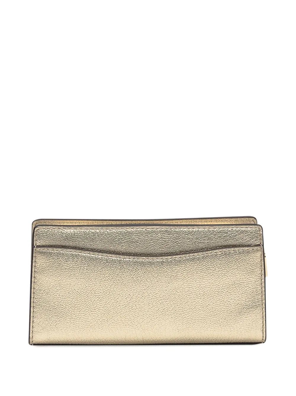 Michael Michael Kors Hamilton lock-detail metallic leather clutch - Geel