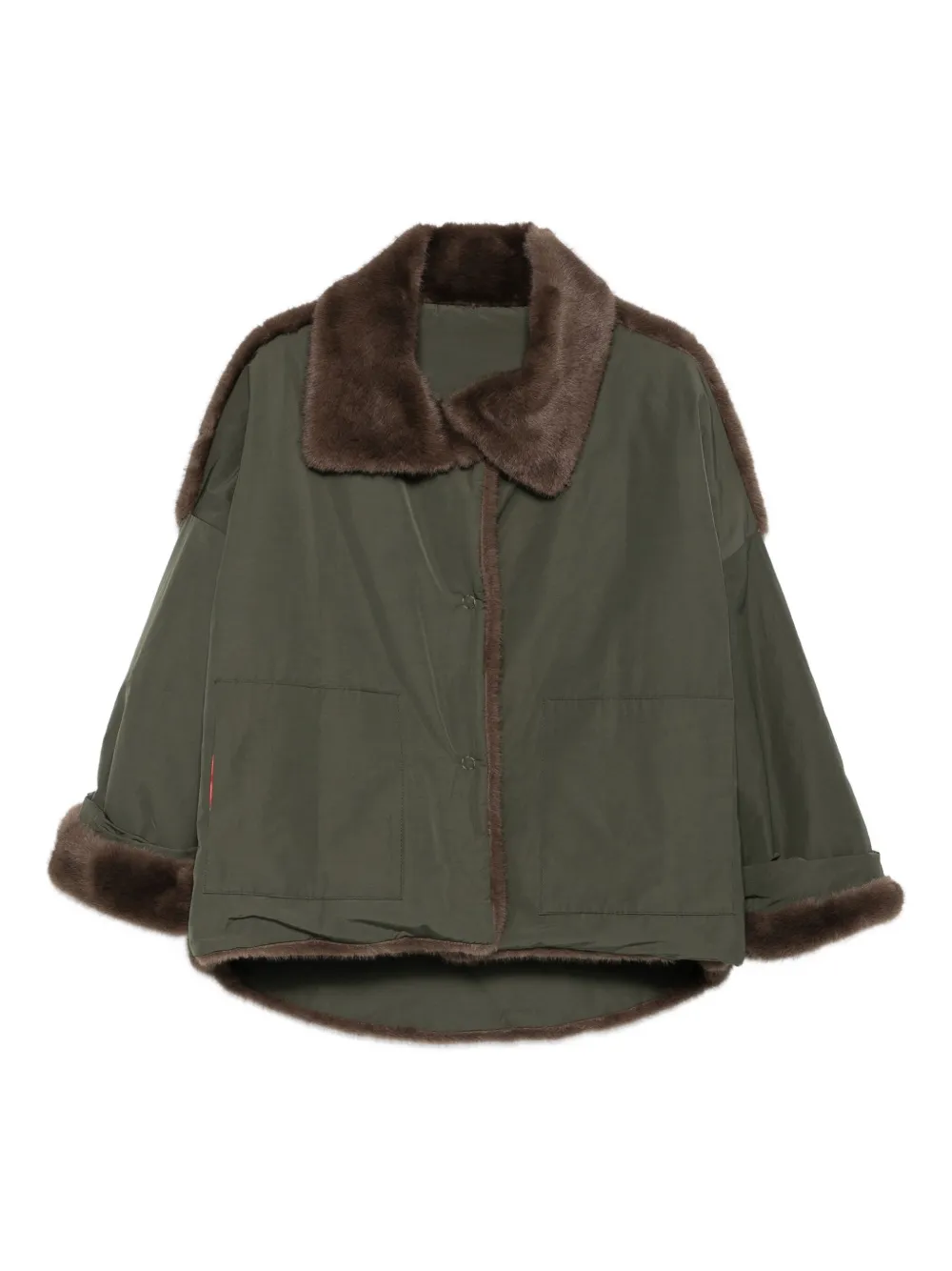 Collection Privée? faux-fur-trimmed jacket | Green | Image 1