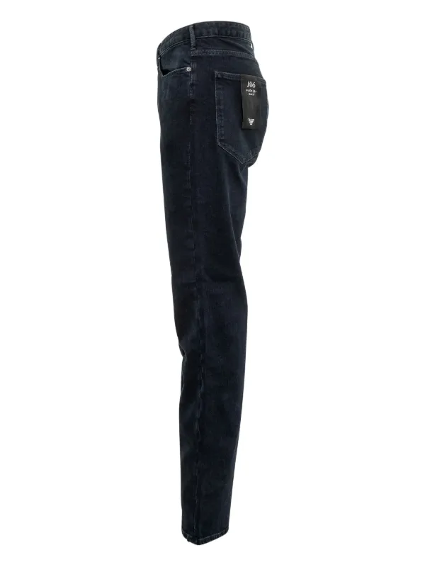 Emporio Armani five-pocket logo-plaque Jeans | Blue | FARFETCH