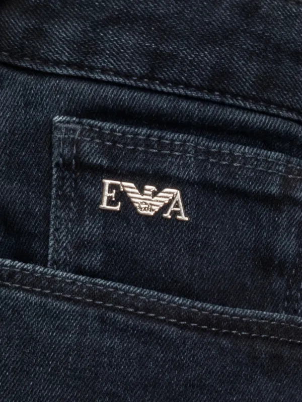 Emporio Armani five-pocket logo-plaque Jeans Blue FARFETCH ID