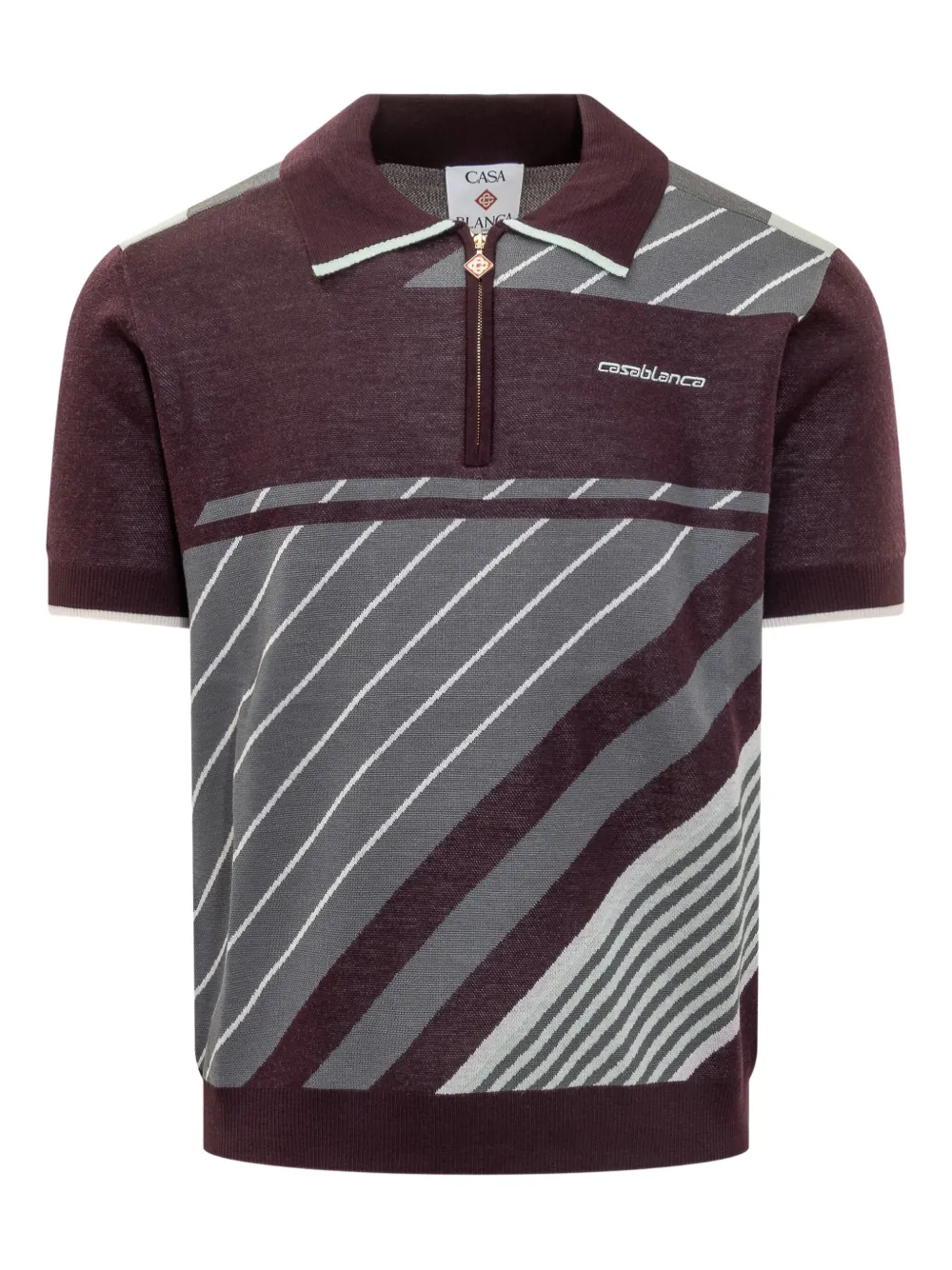 Casablanca diagonal-stripe polo shirt | Red | Image 1