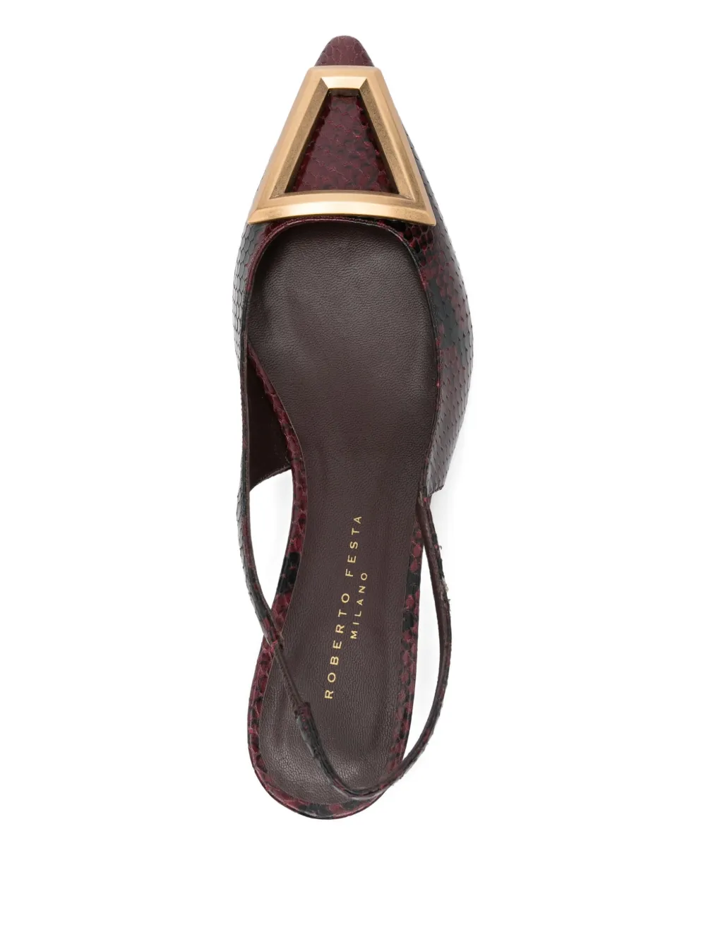 Roberto Festa 45mm snakeskin-embossed leather slingback mules Red