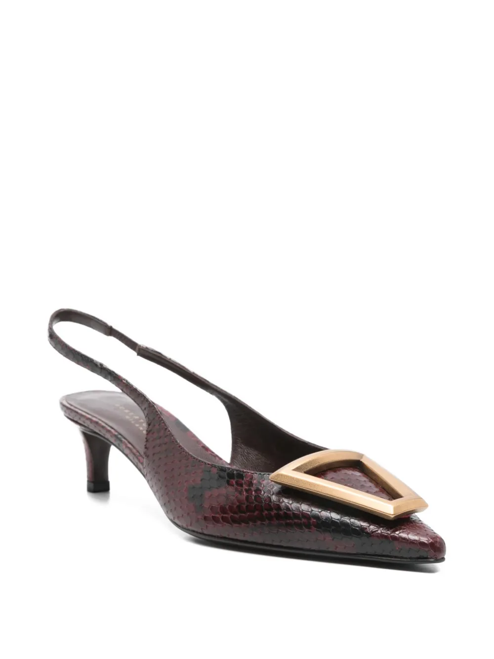 Roberto Festa 45mm snakeskin-embossed leather slingback mules Red