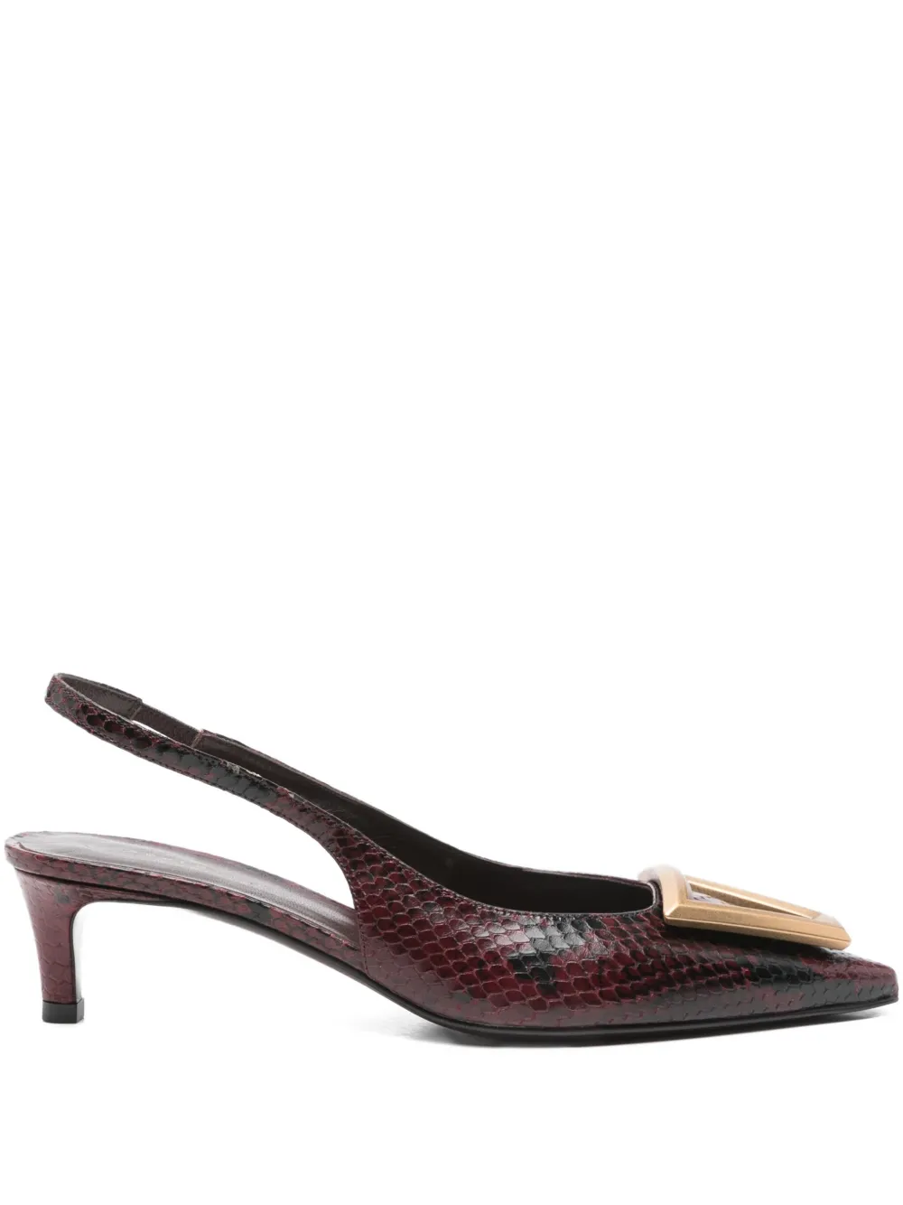 Roberto Festa 45mm snakeskin-embossed leather slingback mules Red