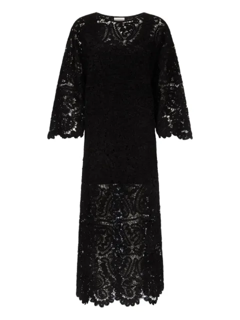 LouLou de Saison CIKO crochet-pattern bell-sleeve midi dress