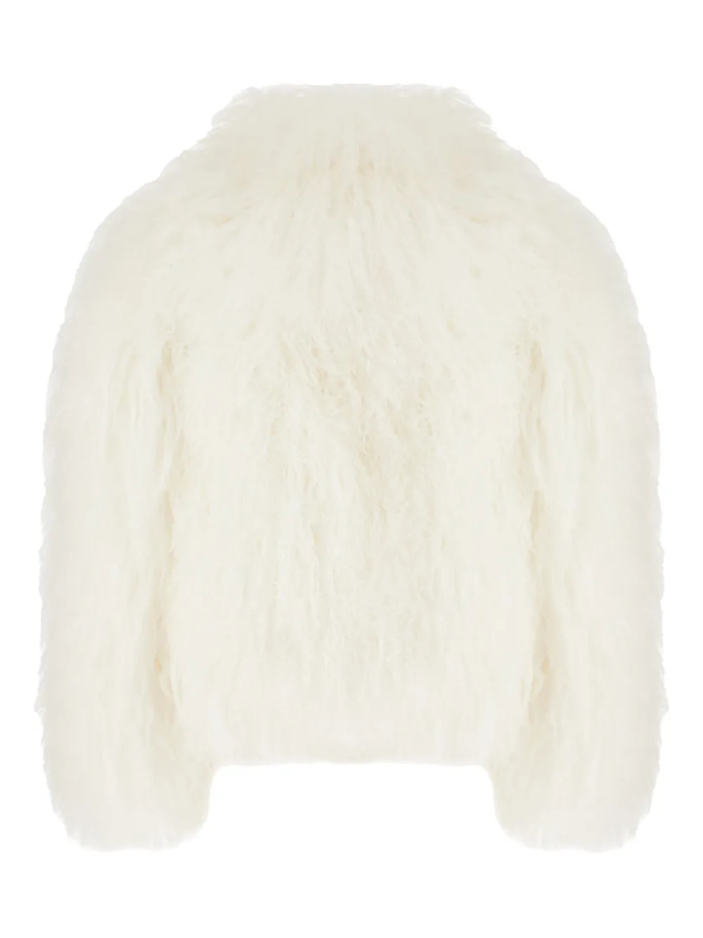 Olivia V Goat Fur Long-sleeves Jacket In White
