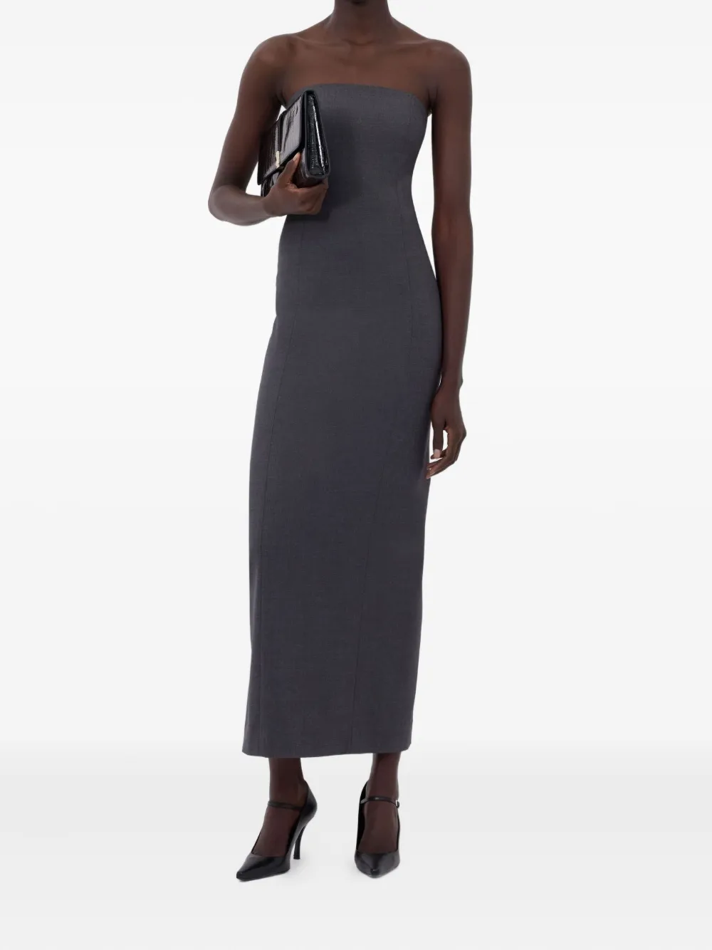LouLou de Saison SHILO strapless bustier midi-jurk - Grijs