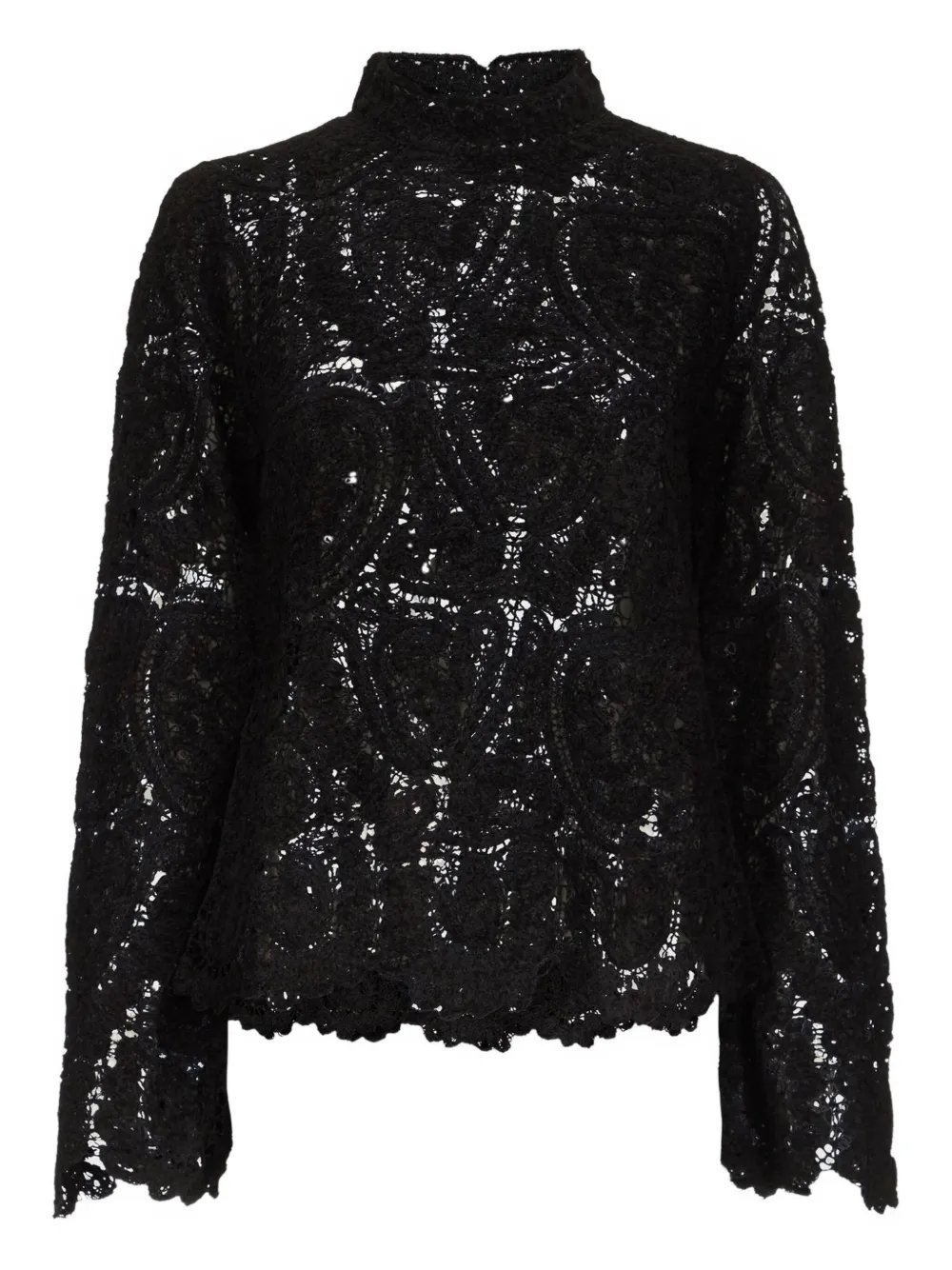 LouLou de Saison WADE velvet silk lace knit top | Black | Image 1