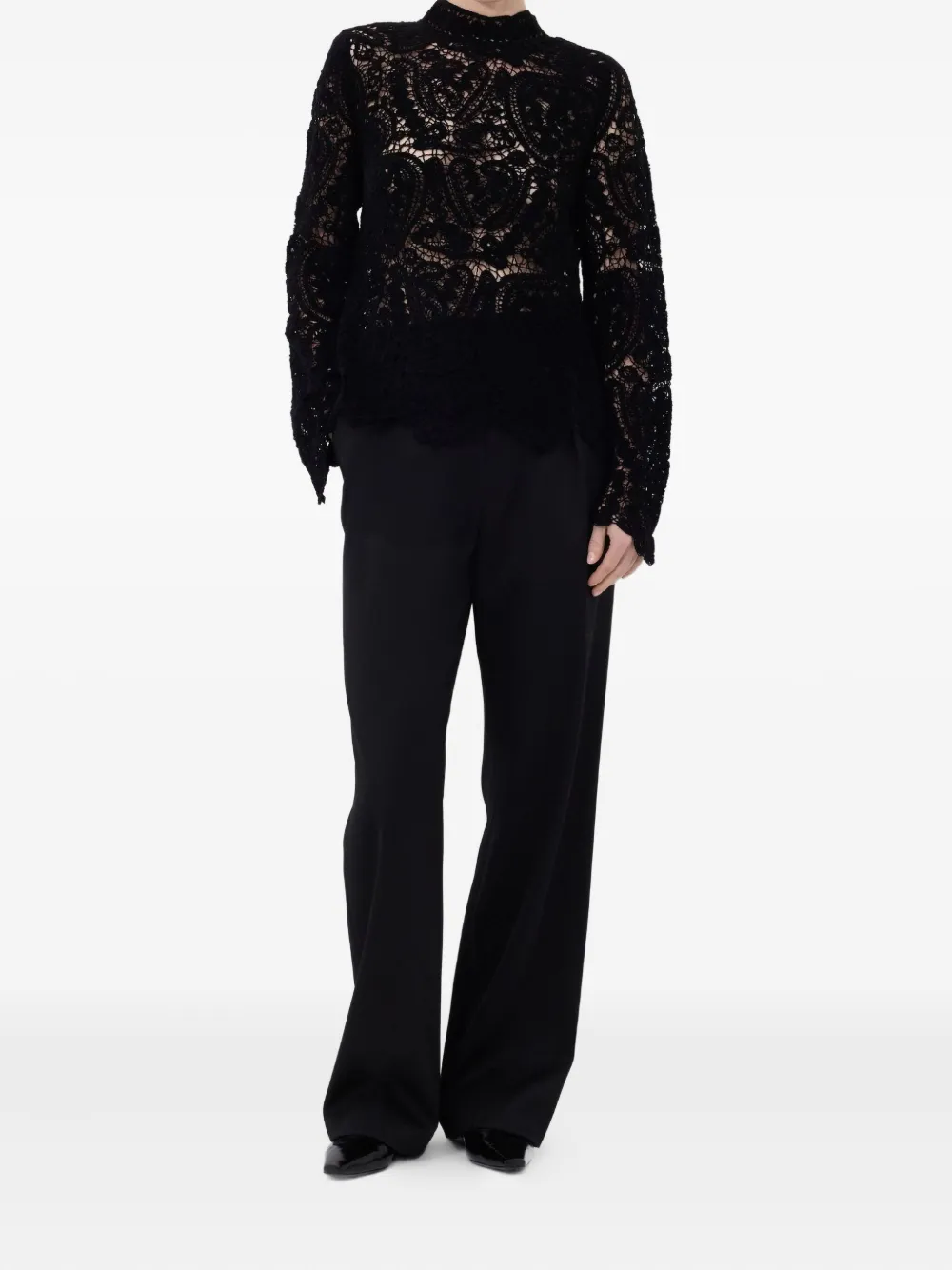 LouLou de Saison WADE velvet silk lace knit top | Knitted Tops | Image 2