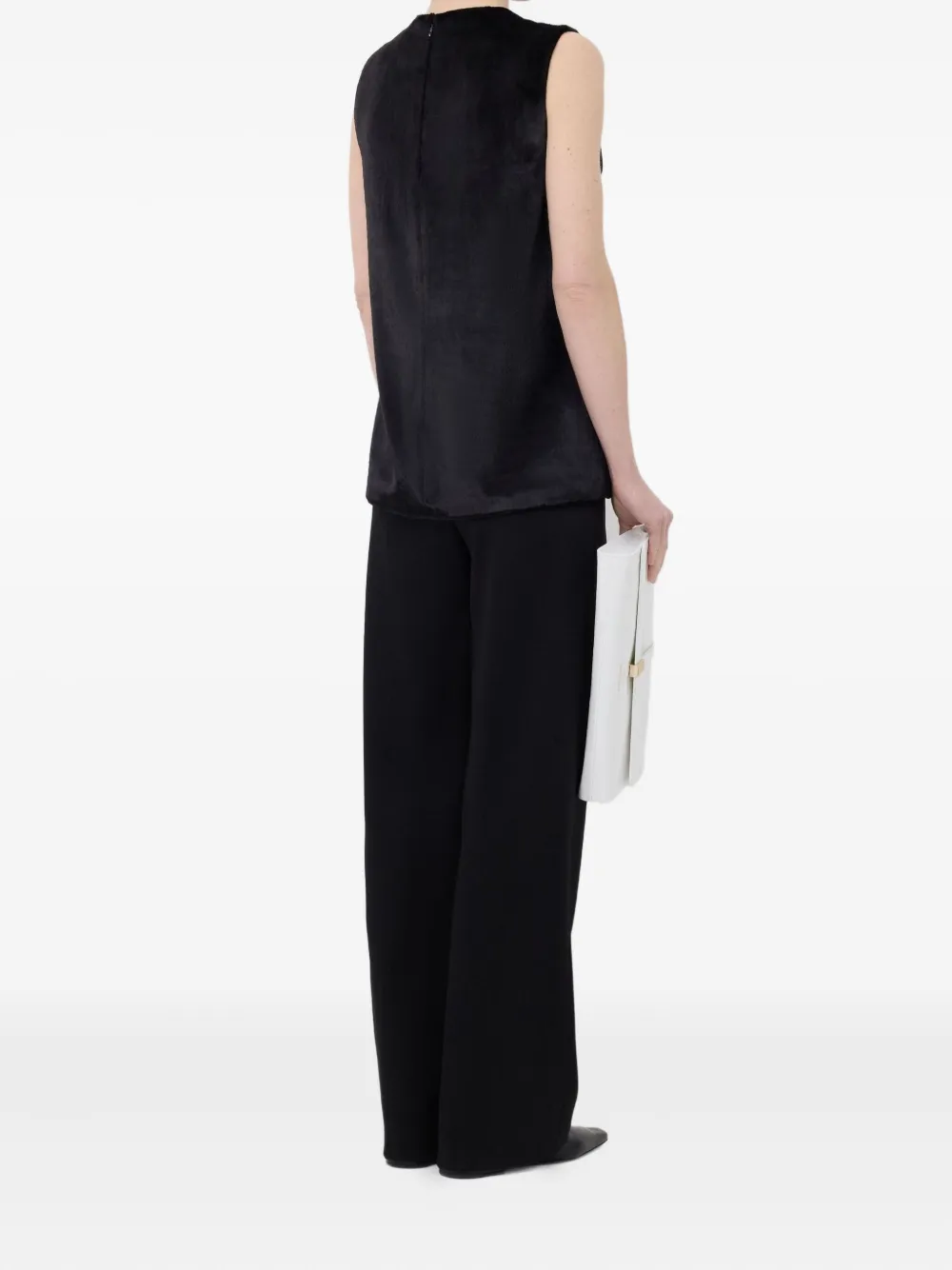 LouLou de Saison Zijden fluwelen mouwloze top Zwart