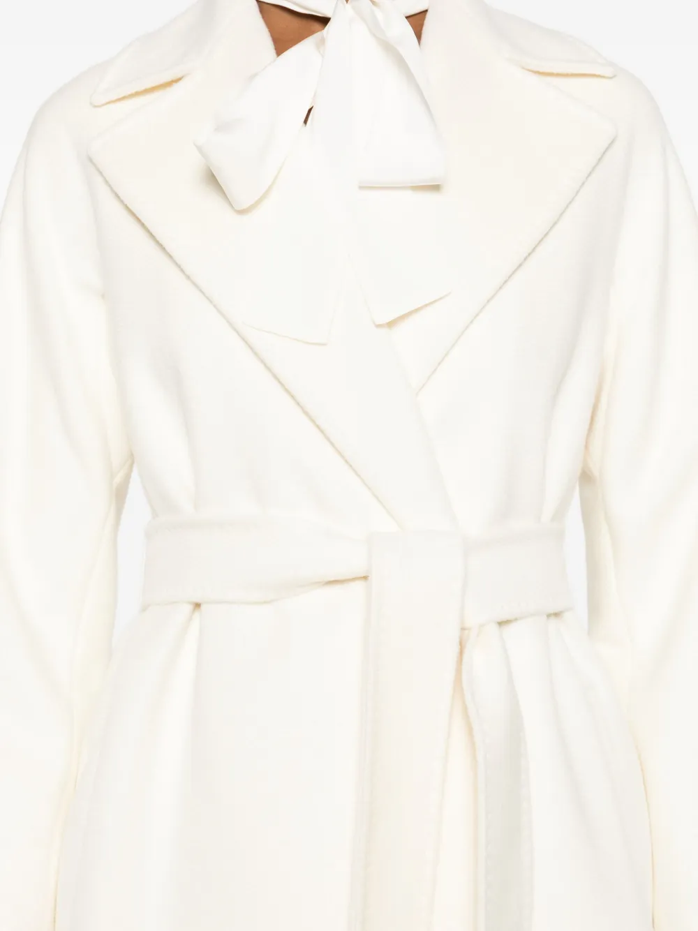 Max Mara Belted Wrap Coat In White