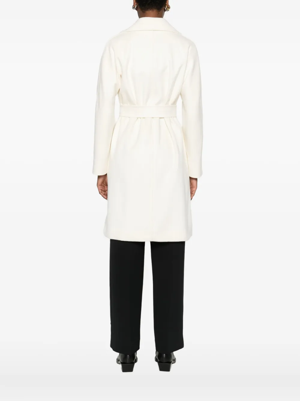 Max Mara Belted Wrap Coat In White