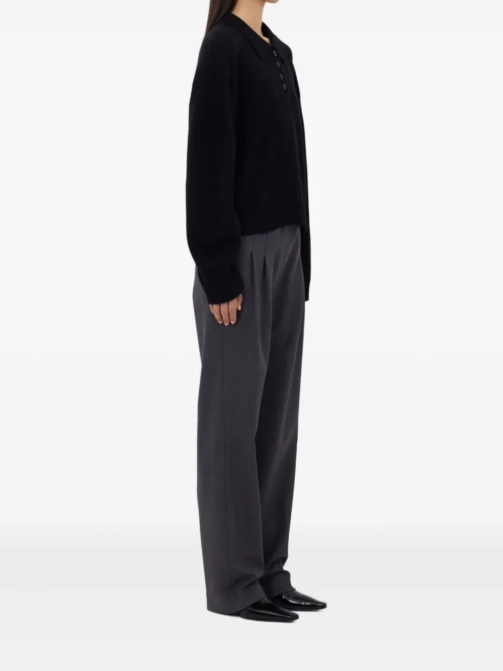 Loulou De Saison Homere Lds Polo-neck Ribbed Sweater In Black