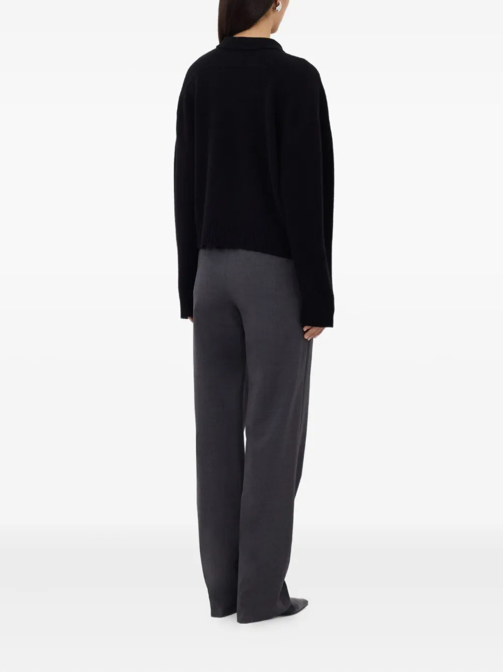 Loulou De Saison Homere Lds Polo-neck Ribbed Sweater In Black