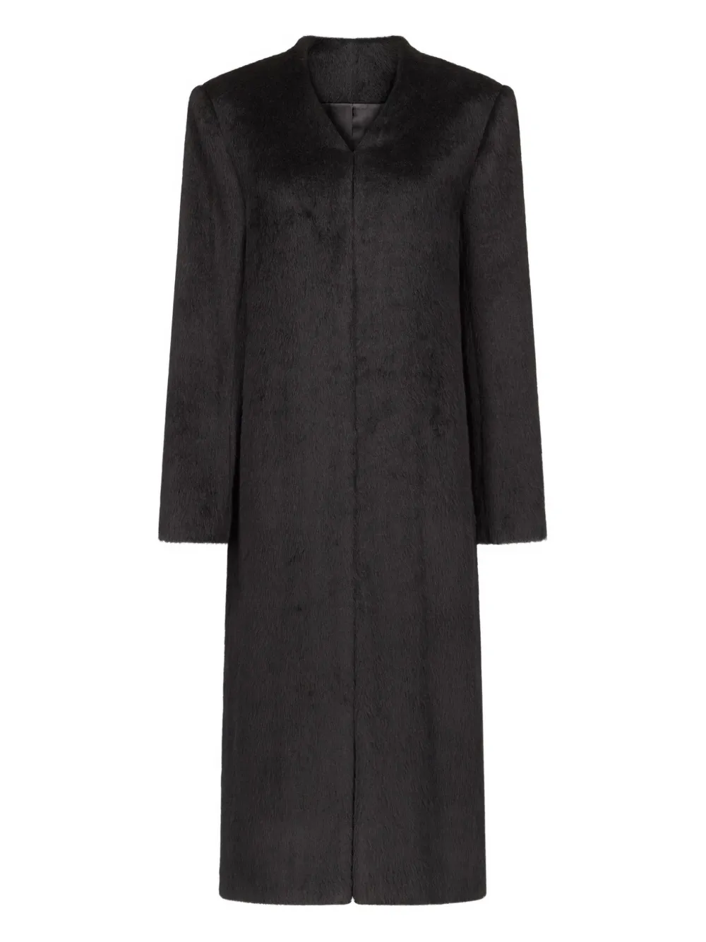 Loulou De Saison Voss V-neck Structured-shoulder Coat In Black
