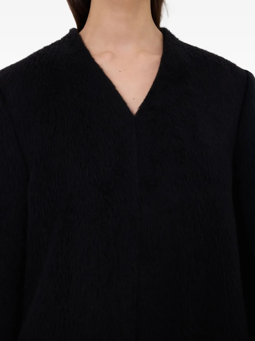 Loulou De Saison Voss V-neck Structured-shoulder Coat In Black