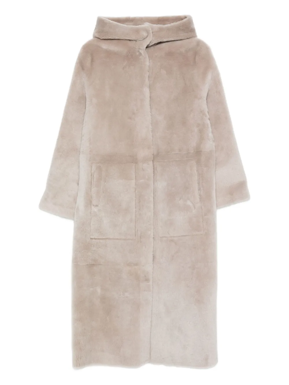 Simonetta Ravizza hooded shearling coat | Neutrals | Image 1