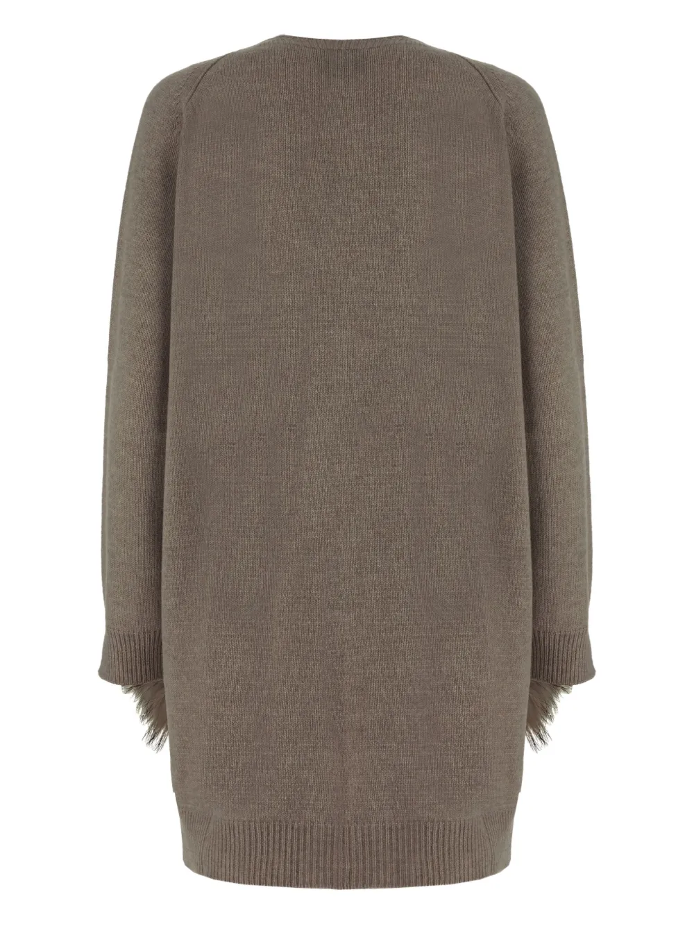 Vanisé Fur-trimmed Wool Cardigan In Burgundy