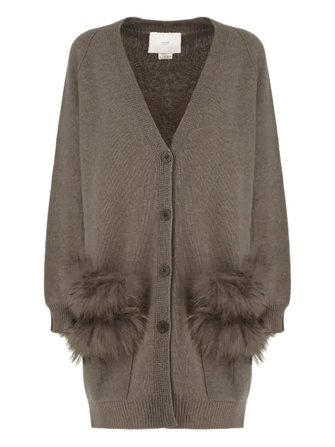 Vanisè fur-trimmed wool cardigan