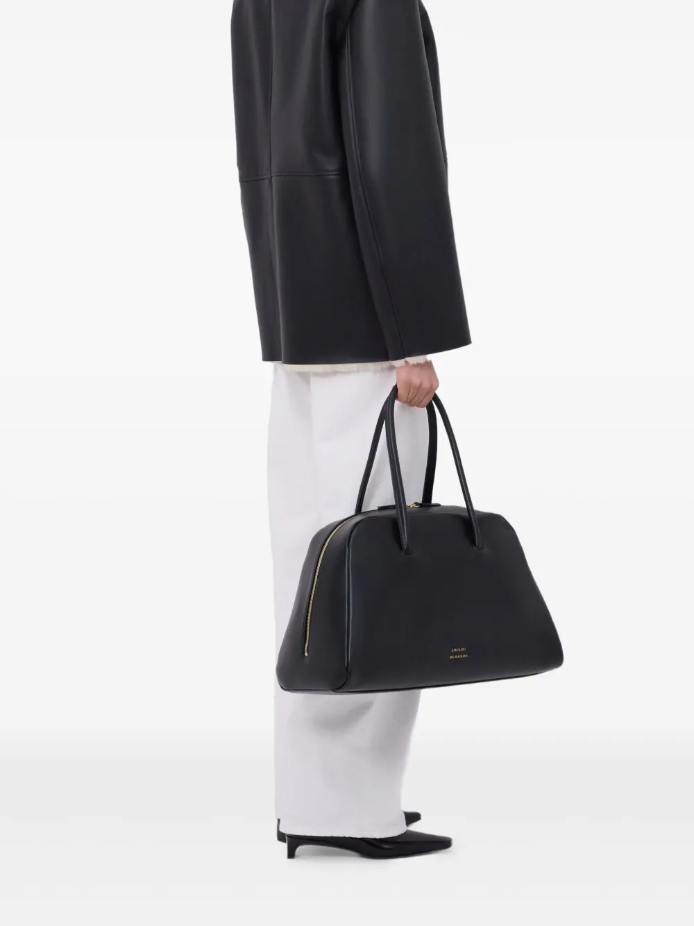 Loulou De Saison Fargo Leather Shearling Coat In Black