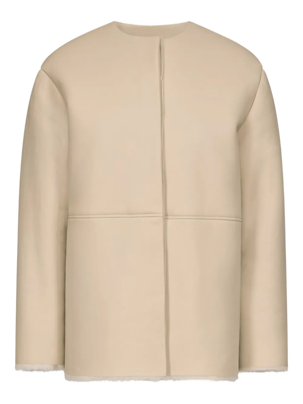 Loulou De Saison Fargo Leather-panelled Shearling Jacket In Neutral