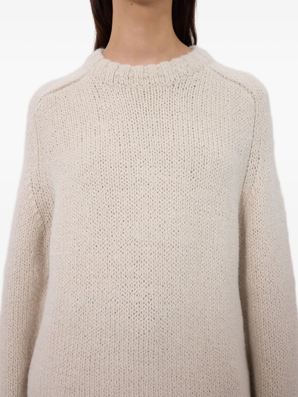 LouLou de Saison Geribbelde sweater met ronde hals Beige