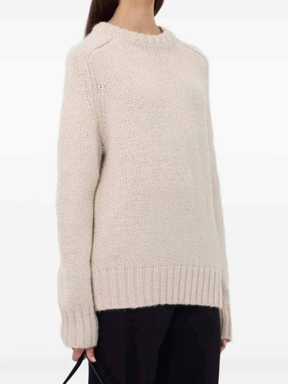 LouLou de Saison Geribbelde sweater met ronde hals Beige