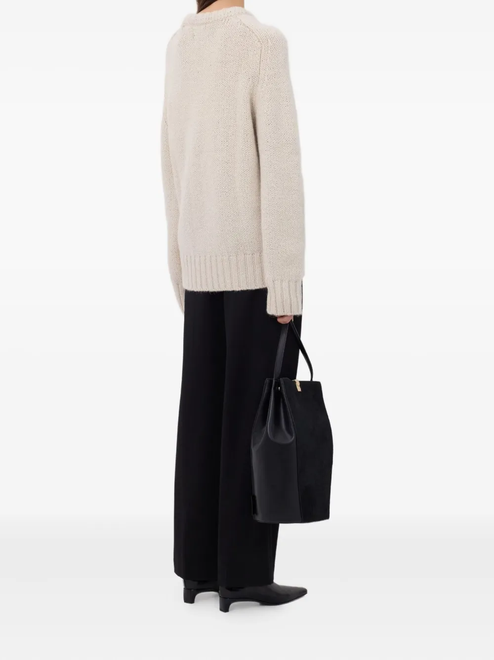 LouLou de Saison Geribbelde sweater met ronde hals Beige