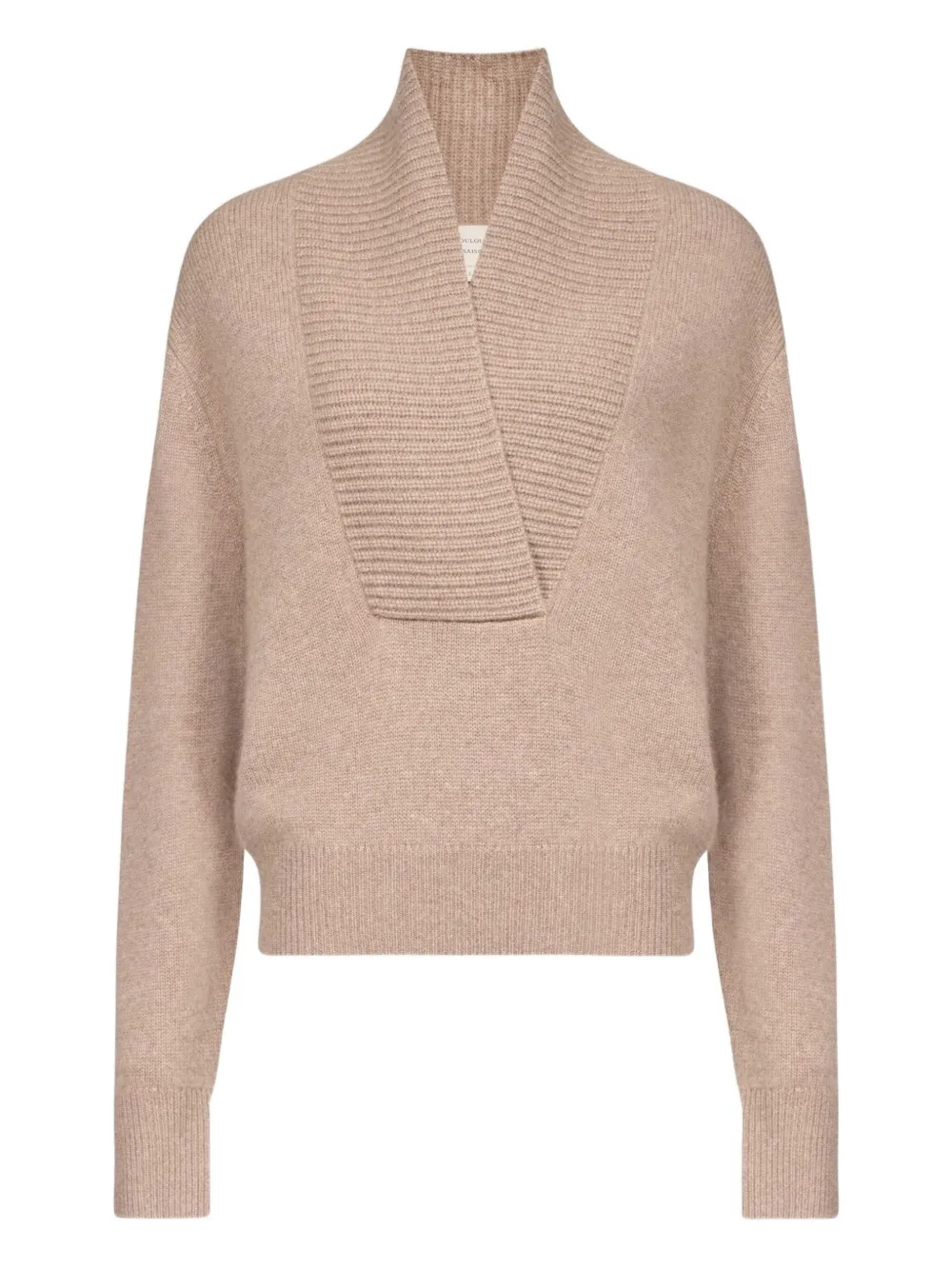 Loulou De Saison Makela Ribbed V-neck Sweater In Brown
