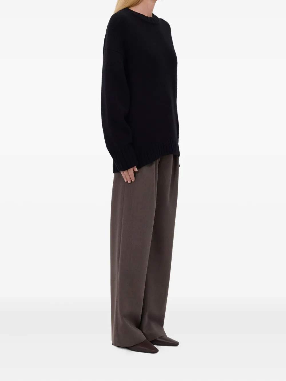 Loulou De Saison Drop-shoulder Ribbed Sweater In Black