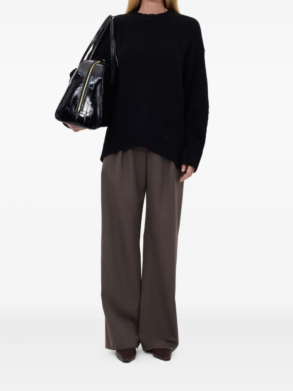 Loulou De Saison Drop-shoulder Ribbed Sweater In Black