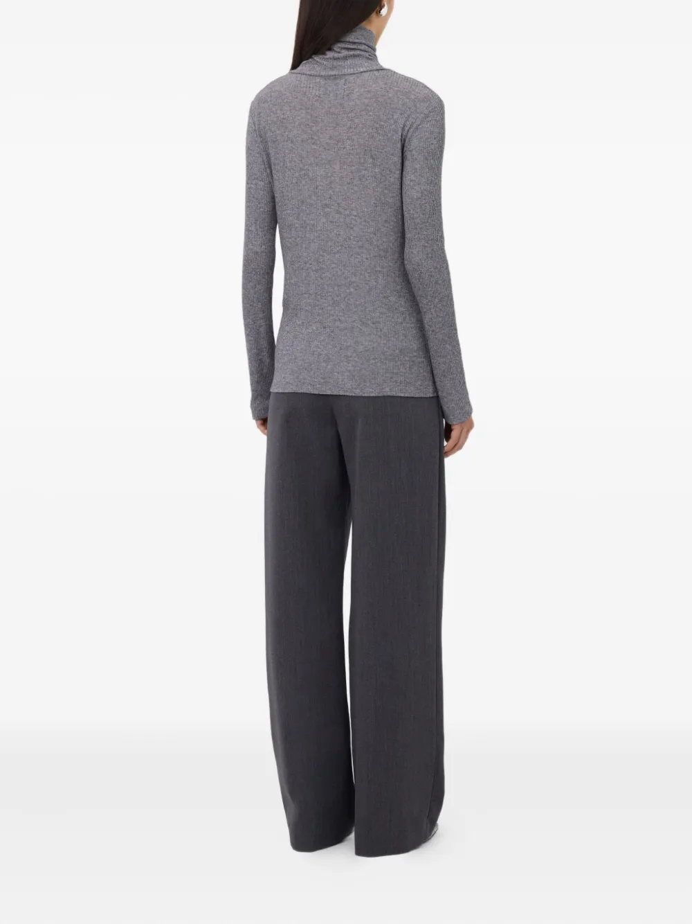 Loulou De Saison Gallinara Lds Ribbed Turtleneck Top In Gray