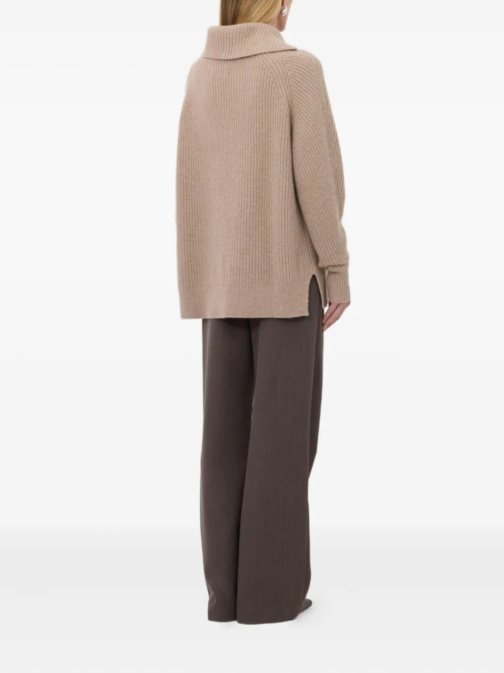 Loulou De Saison Cecil Ribbed-stand Collar Sweater In Neutral